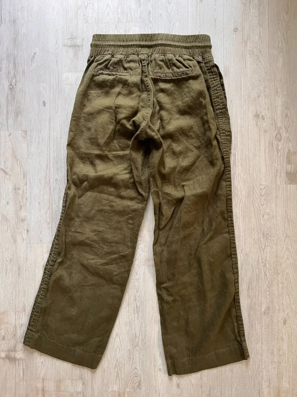 Quince 100% European Linen Wide Leg Pants Martini Olive S